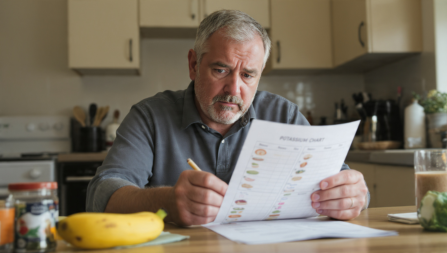 Worried man unsure whether his food is safe for his kidneys