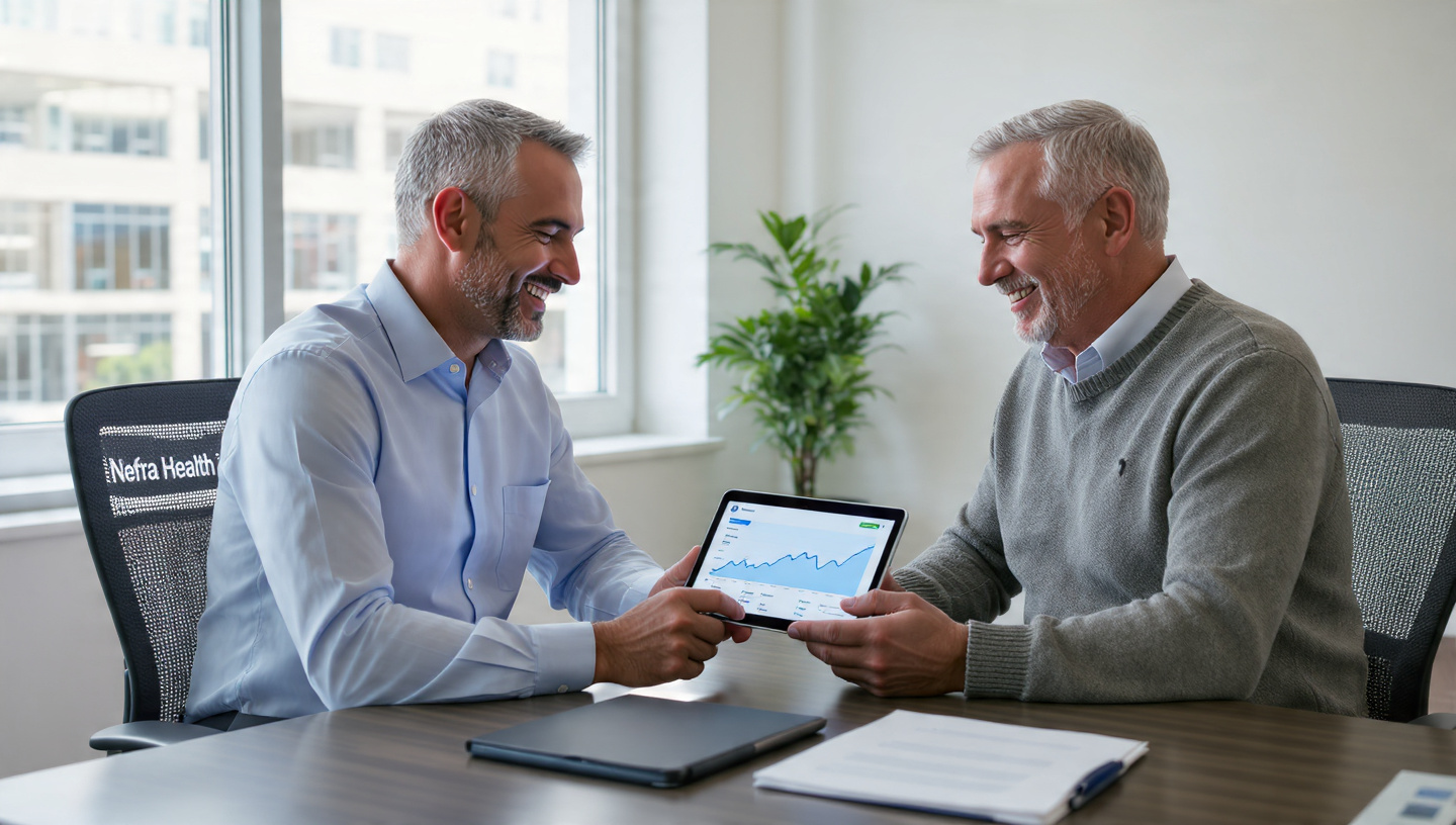 Nephrologist reviewing kidney nutrition data with a patient