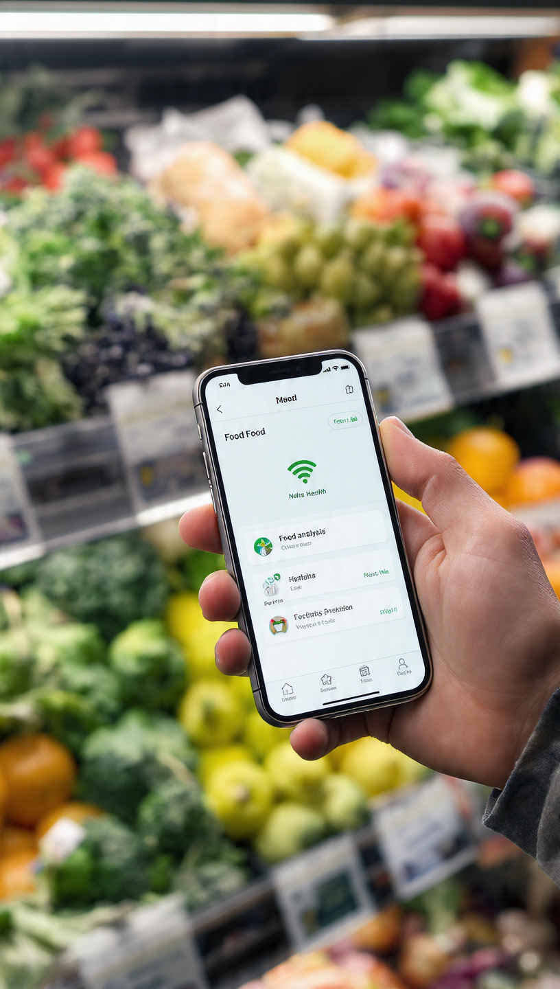 Person checking a food in the supermarket with Nefra offline